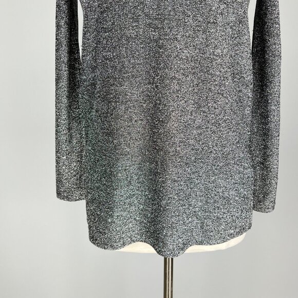 Michael Kors Womens Black Silver Metallic Cold Shoulder Top Long Sleeves size S - Picture 3 of 13